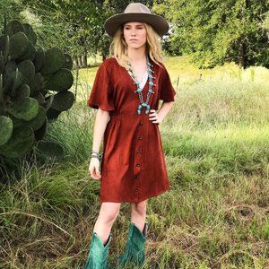 Rust Faux Suede Dress